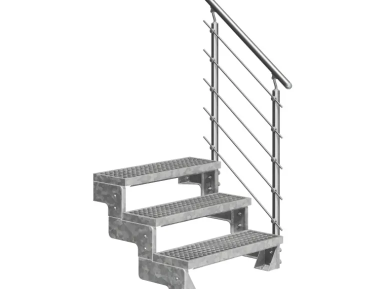 Dolle Außentreppe Gardentop 3 Gitterroststufen 80 cm inkl. Geländer