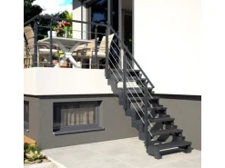 Dolle Außentreppe Gardentop Anthrazit 12 Stufen 100 cm Anthrazit inkl. Geländer