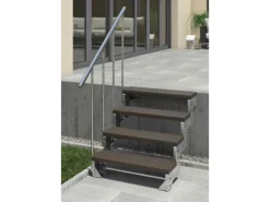 Dolle Außentreppe Gardentop 3 TRIMAX-Stufen 80 cm Dunkelbraun + Alu-Geländer