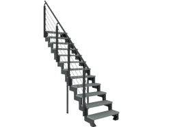 Dolle Außentreppe Gardentop Anthrazit 12 Stufen 100 cm Grau inkl. Geländer