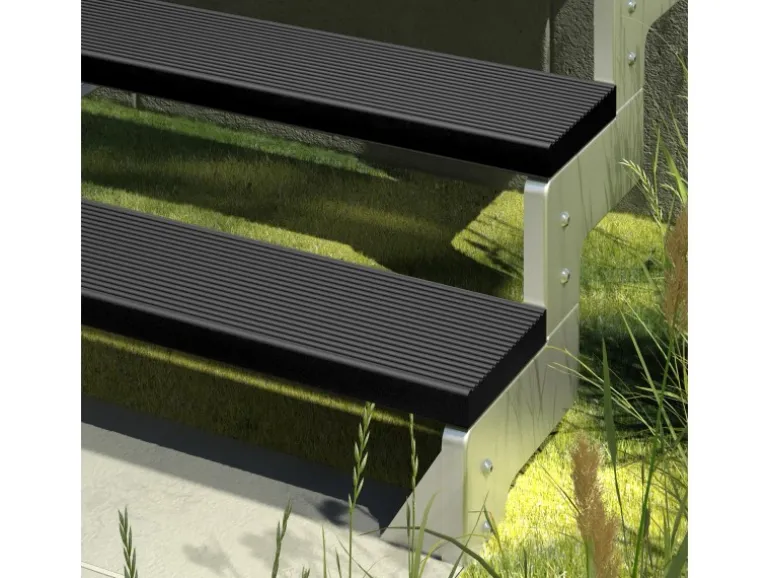 Dolle Außentreppe Gardentop 12 Trimax-Stufen 80 cm Anthrazit + Alu-Geländer