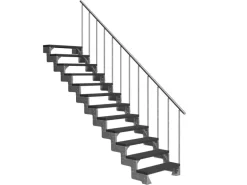 Dolle Außentreppe Gardentop 14 Trimax-Stufen 100 cm Anthrazit + Alu-Geländer