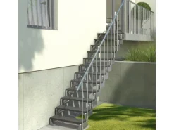 Dolle Außentreppe Gardentop 14 Trimax-Stufen 100 cm Anthrazit + Alu-Geländer