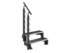 Dolle Außentreppe Gardentop Anthrazit 2 Gitterroststufe 100 cm inkl. Geländer