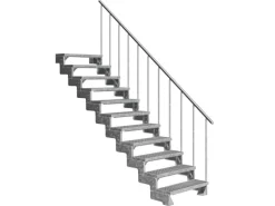 Dolle Außentreppe Gardentop 11 Gitterroststufen 100 cm + Alu-Geländer