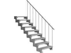 Dolle Außentreppe Gardentop 9 Gitterroststufen 100 cm + Alu-Geländer