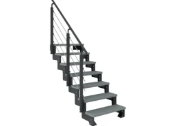 Dolle Außentreppe Gardentop Anthrazit 7 Stufen 100 cm Grau inkl. Geländer