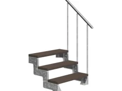 Dolle Außentreppe Gardentop 3 TRIMAX-Stufen 100 cm Dunkelbraun + Alu-Geländer
