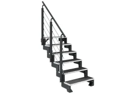 Dolle Außentreppe Gardentop Anthrazit 6 Gitterroststufe 80 cm inkl. Geländer