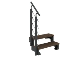 Dolle Außentreppe Gardentop Anthrazit 2 Stufen 100 cm Braun inkl. Geländer