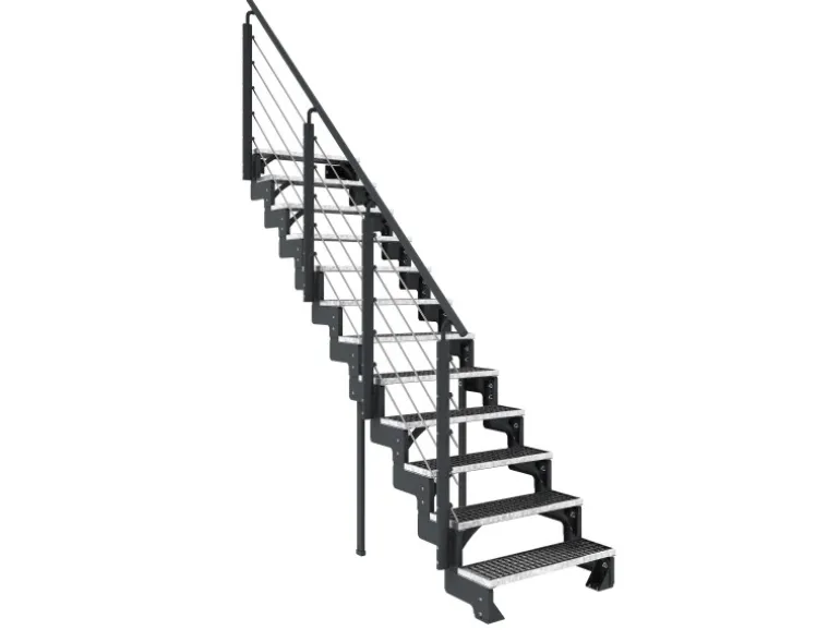 Dolle Außentreppe Gardentop Anthrazit 14 Gitterroststufe 80 cm inkl. Geländer