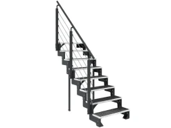 Dolle Außentreppe Gardentop Anthrazit 8 Gitterroststufe 100 cm inkl. Geländer