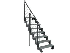 Dolle Außentreppe Gardentop Anthrazit 8 Stufen 80 cm Grau inkl. Geländer