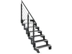 Dolle Außentreppe Gardentop Anthrazit 7 Gitterroststufe 80 cm inkl. Geländer
