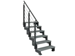 Dolle Außentreppe Gardentop Anthrazit 6 Stufen 80 cm Grau inkl. Geländer