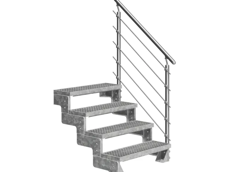 Dolle Außentreppe Gardentop 4 Gitterroststufen 80 cm inkl. Geländer