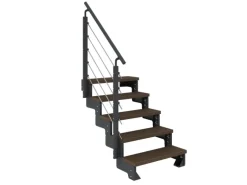 Dolle Außentreppe Gardentop Anthrazit 5 Stufen 80 cm Braun inkl. Geländer