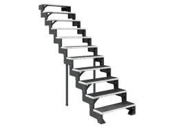 Dolle Außentreppe Gardentop Anthrazit 11 Gitterroststufe 100 cm Ohne Geländer