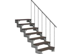 Dolle Außentreppe Gardentop 7 TRIMAX-Stufen 80 cm Dunkelbraun + Alu-Geländer