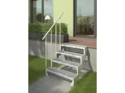 Dolle Außentreppe Gardentop 4 Gitterroststufen 100 cm inkl. Geländer