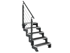 Dolle Außentreppe Gardentop Anthrazit 5 Gitterroststufe 80 cm inkl. Geländer