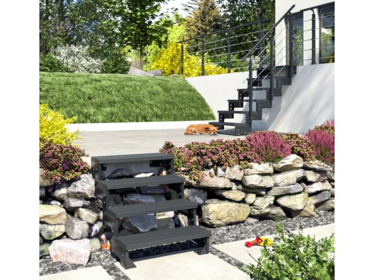 Dolle Außentreppe Gardentop Anthrazit 10 Stufen 80 cm Anthrazit Ohne Geländer