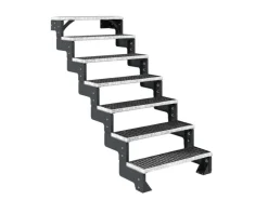 Dolle Außentreppe Gardentop Anthrazit 7 Gitterroststufe 80 cm Ohne Geländer
