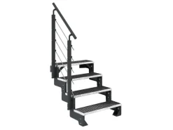 Dolle Außentreppe Gardentop Anthrazit 4 Gitterroststufe 80 cm inkl. Geländer