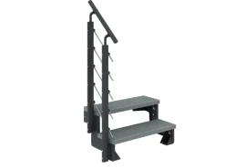 Dolle Außentreppe Gardentop Anthrazit 2 Stufen 80 cm Grau inkl. Geländer