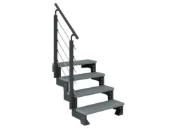 Dolle Außentreppe Gardentop Anthrazit 4 Stufen 80 cm Grau inkl. Geländer