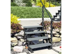 Dolle Außentreppe Gardentop Anthrazit 4 Stufen 80 cm Grau inkl. Geländer