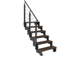 Dolle Außentreppe Gardentop Anthrazit 6 Stufen 80 cm Braun inkl. Geländer