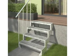 Dolle Außentreppe Gardentop 3 Gitterroststufen 80 cm inkl. Geländer