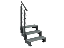 Dolle Außentreppe Gardentop Anthrazit 3 Stufen 80 cm Grau inkl. Geländer