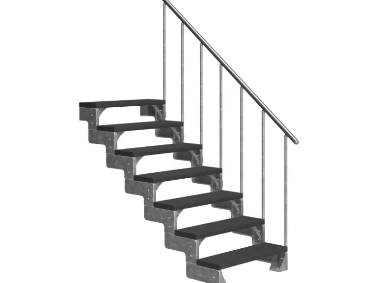 Dolle Außentreppe Gardentop 7 TRIMAX-Stufen 80 cm Anthrazit + Alu-Geländer