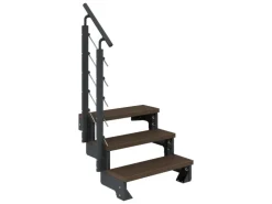 Dolle Außentreppe Gardentop Anthrazit 3 Stufen 100 cm Braun inkl. Geländer