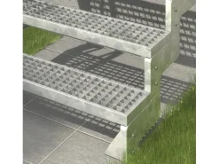 Dolle Außentreppe Gardentop 10 Gitterroststufen 100 cm + Alu-Geländer