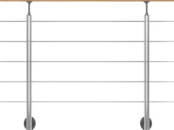 Dolle Geländerset Aluminium 150 cm Wandmontage mit Buche-Handlauf