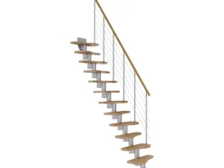 Dolle Mittelholmtreppe Basel Eiche Perlgrau GH bis 276 cm Variabel 64 cm FSC