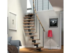 Dolle Mittelholmtreppe Basel Eiche Anthrazit GH bis 315 cm Variabel 64 cm FSC