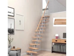 Dolle Mittelholmtreppe Basel Buche Perlgrau GH bis 276 cm Variabel 64 cm FSC