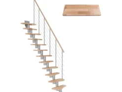 Dolle Mittelholmtreppe Basel Buche Perlgrau GH bis 299 cm Variabel 64 cm FSC