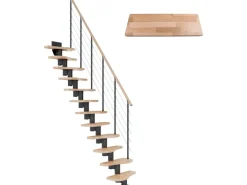 Dolle Mittelholmtreppe Basel Buche Anthrazit GH bis 299 cm Variabel 64 cm FSC