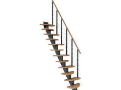 Dolle Mittelholmtreppe Berlin Eiche Anthrazit GH bis 270 cm Variabel 64 cm FSC