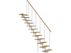 Dolle Mittelholmtreppe Boston Gerade Stufen Eiche Metall Weiß FSC®