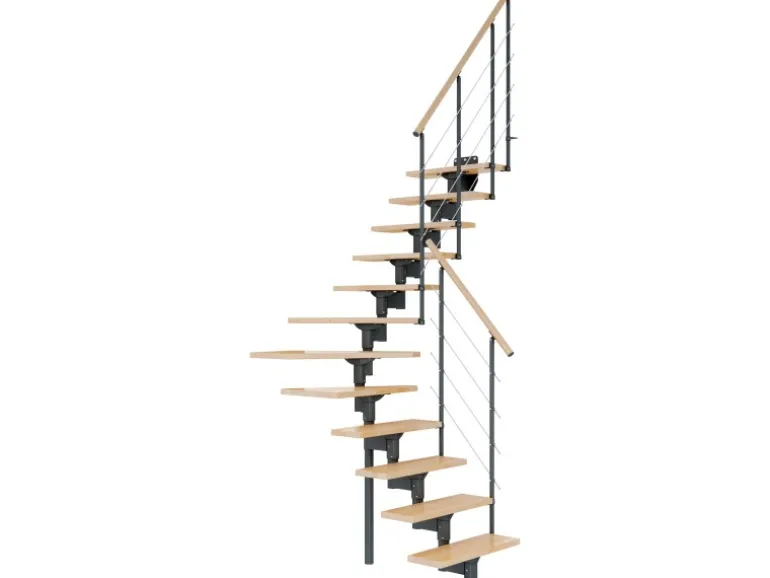 Dolle Mittelholmtreppe Boston 1/4gew. Buche Metall Anthrazit FSC®