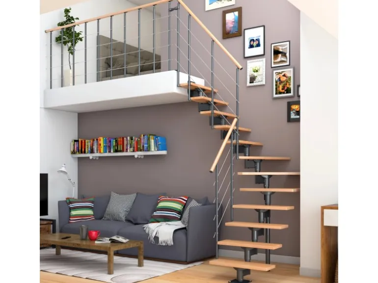 Dolle Mittelholmtreppe Boston 1/4gew. Buche Metall Anthrazit FSC®