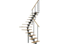 Dolle Mittelholmtreppe Boston 1/4gew. Stufen Eiche Metall Anthrazit FSC®