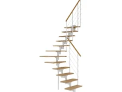 Dolle Mittelholmtreppe Boston 1/4gew. Stufen Eiche Metall Weiß FSC®