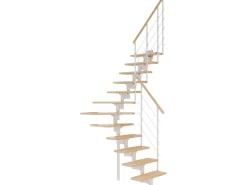 Dolle Mittelholmtreppe Boston 1/4gew. Stufen Buche Metall Weiß FSC®